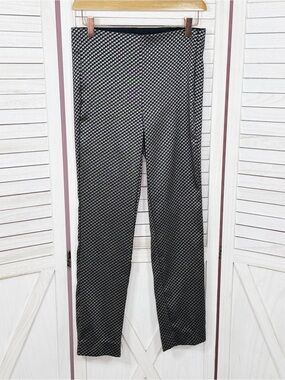 White House Black Market Slim Fit Jacquard Pants Trousers Black Silver 2 Short